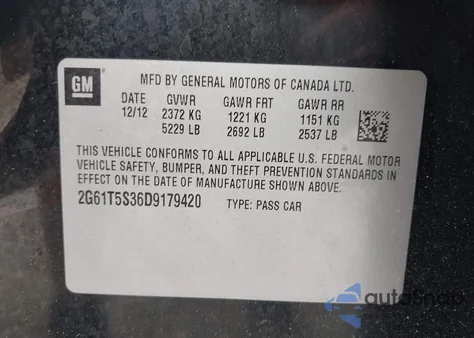 2013 Cadillac Xts Premium из США, поврежденный, VIN 2G61T5S36D9179420